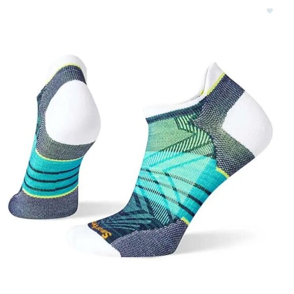 Smartwool Women's Small Run Zero Cushion Striped Low Ankle Socks Teal Blue NWT - Picture 2 of 6